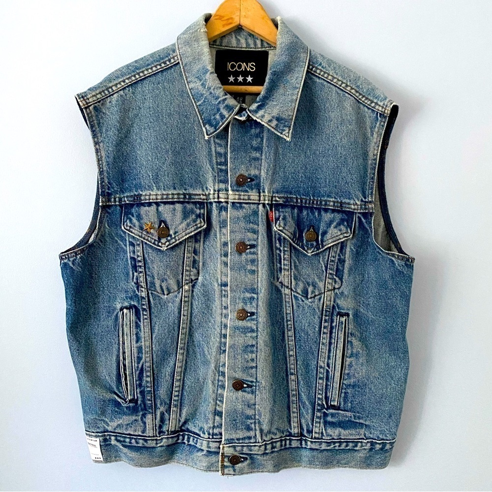 ICONS Objects of Devotion x Levi’s Reconstructed Denim Trucker Vest, Size M